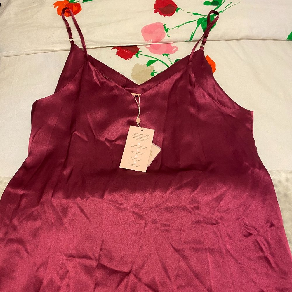 Papinelle Pure 100% Silk Slip Nightgown (Merlot)